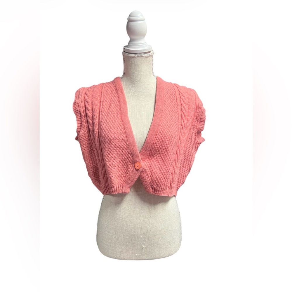 Pendleton 100% wool cropped cable knit sweater ve… - image 1